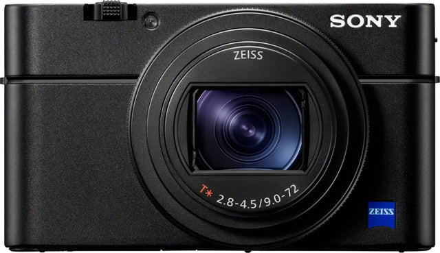 Front. Sony - Cyber-shot RX100 VII 20.1-Megapixel Digital Camera - Black.