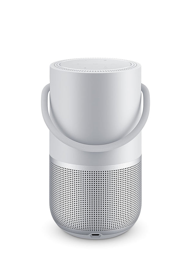 Front. Bose - Portable Smart Speaker with built-in WiFi, Bluetooth, Google Assistant and Alexa Voice Control - Luxe Silver.