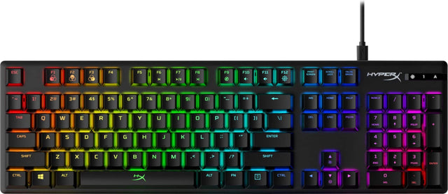 Front. HyperX - Alloy Origins Full-size Wired Mechanical Red Switch Gaming Keyboard with RGB Back Lighting - Black.