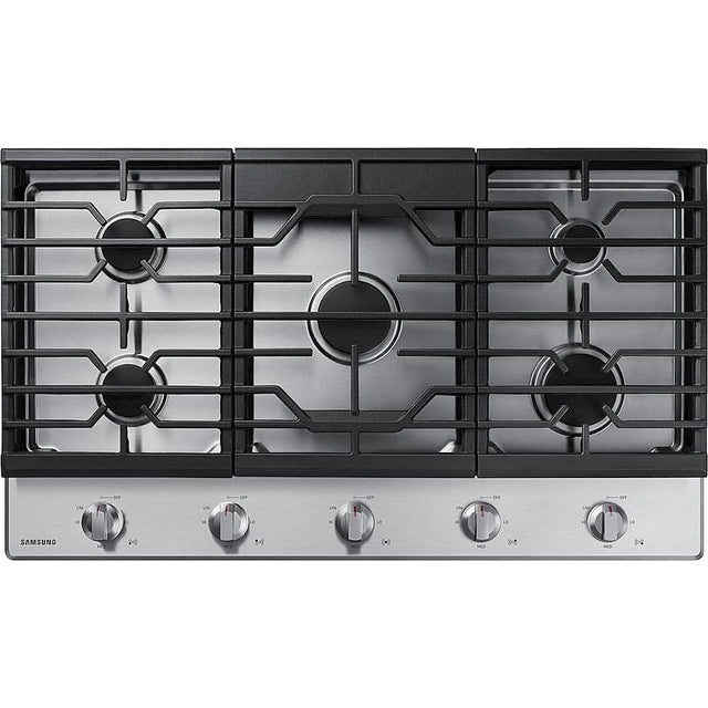 Front. Samsung - 36" Built-In Gas Cooktop with 5 Burners - Stainless Steel.