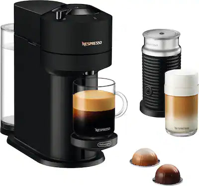 Nespresso - Vertuo Next Coffee and Espresso Maker by De'Longhi, Matte Black with Aeroccino Milk Frother