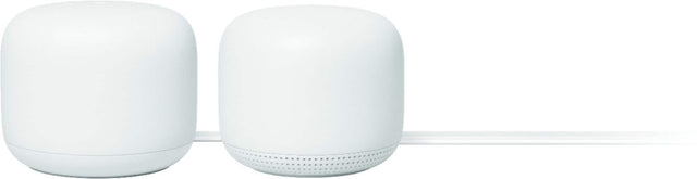 Front. Google - Nest Wifi - Mesh Router (AC2200) and 1 point with Google Assistant - 2 pack - Snow.