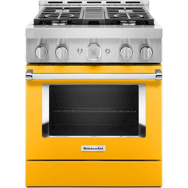 Front. KitchenAid - Commercial-Style 4.1 Cu. Ft. Slide-In Gas True Convection Range with Self-Cleaning - Yellow Pepper.