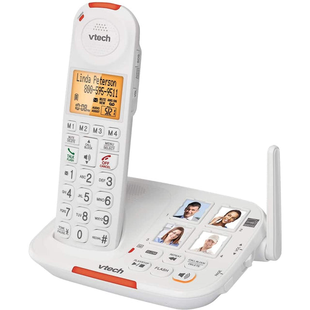 Angle. VTech - SN5127 Amplified DECT 6.0 Expandable Cordless Phone System with Digital Answering System - White.