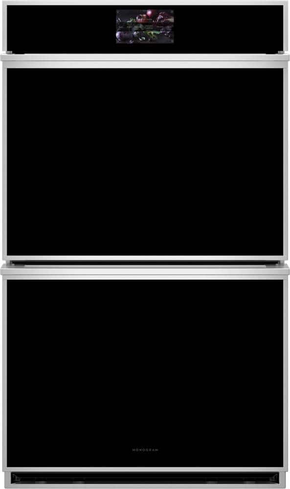 Front. Monogram - 30" Built-In Double Electric Convection Wall Oven - Stainless Steel.