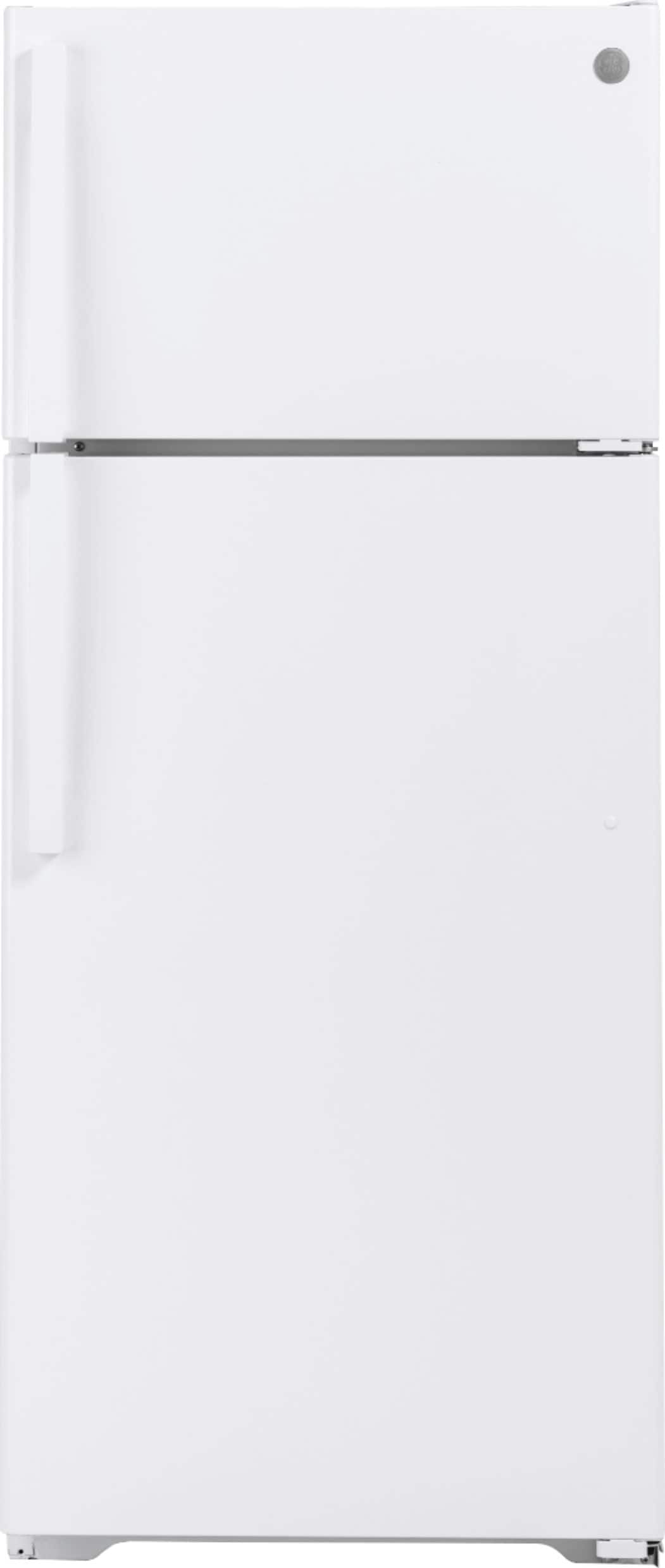 GE - 28 in. Wide 17.5 Cu. Ft. Top-Freezer Refrigerator with Edge-to-Edge Glass Shelves - White