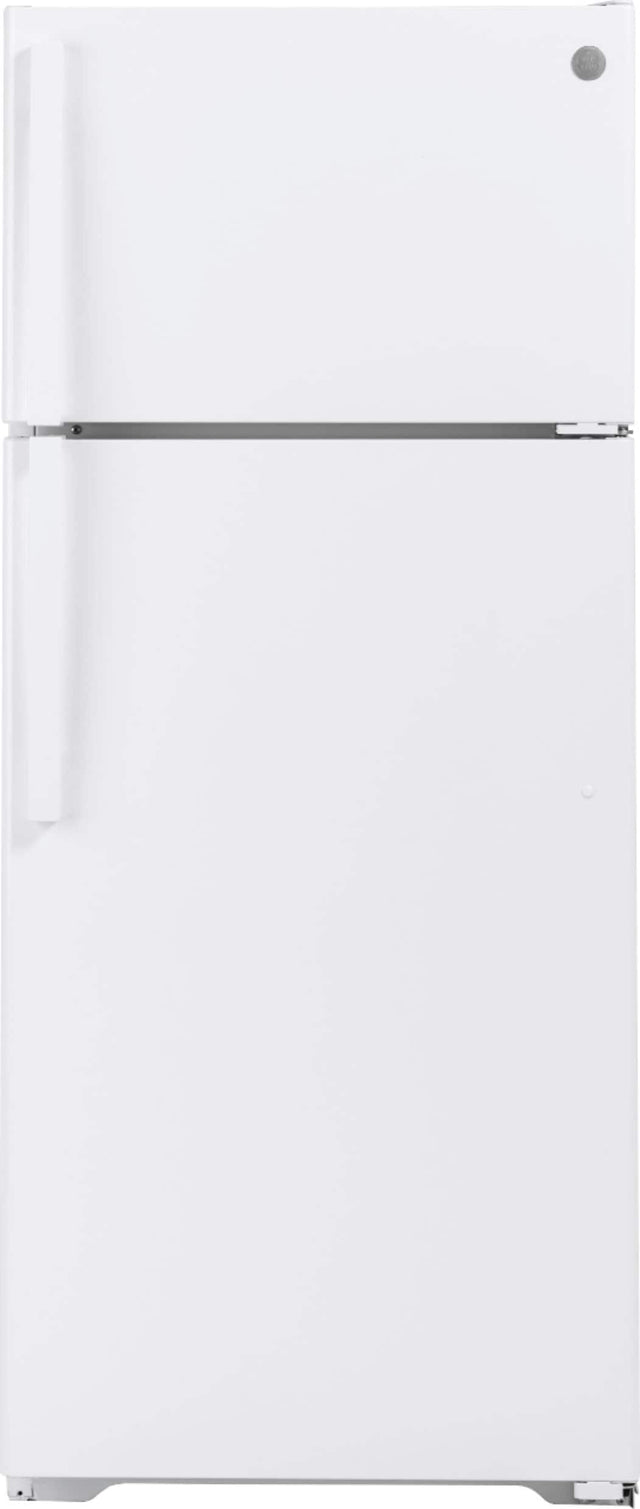 Front. GE - 17.5 Cu. Ft. Top-Freezer Refrigerator - White.