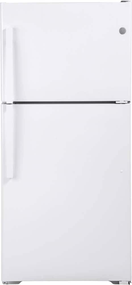 Front. GE - 19.2 Cu. Ft. Top-Freezer Refrigerator - White.