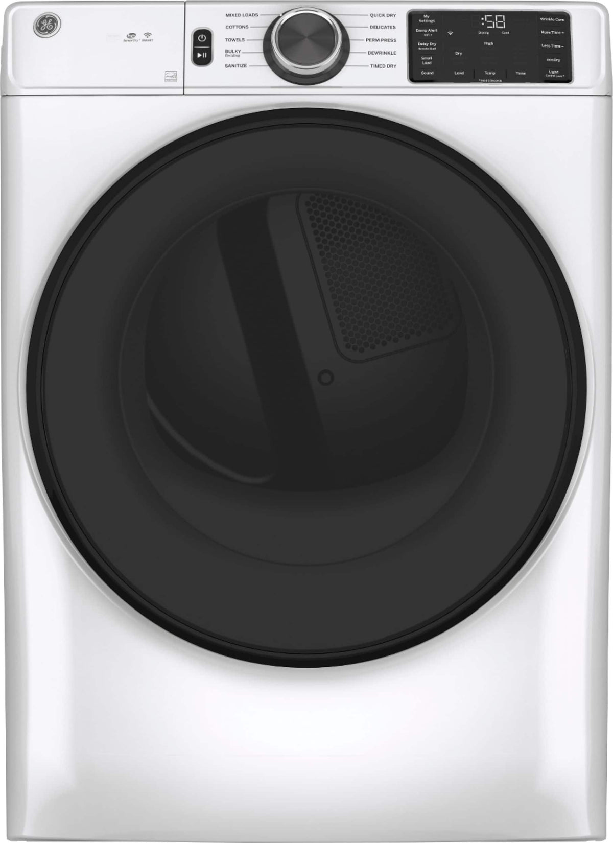 GE - 7.8 Cu. Ft. Stackable Smart 10-Cycle Electric Dryer - White