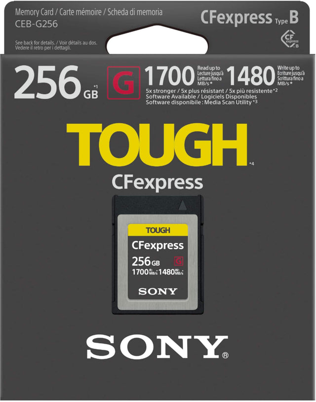 Front. Sony - TOUGH G Series - 256GB CFexpress Memory Card - Black.