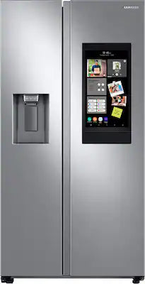 Samsung - 36 in. Wide 26.7 cu. ft. Side-by-Side Smart Refrigerator with 21.5" Touch-Screen Family Hub
