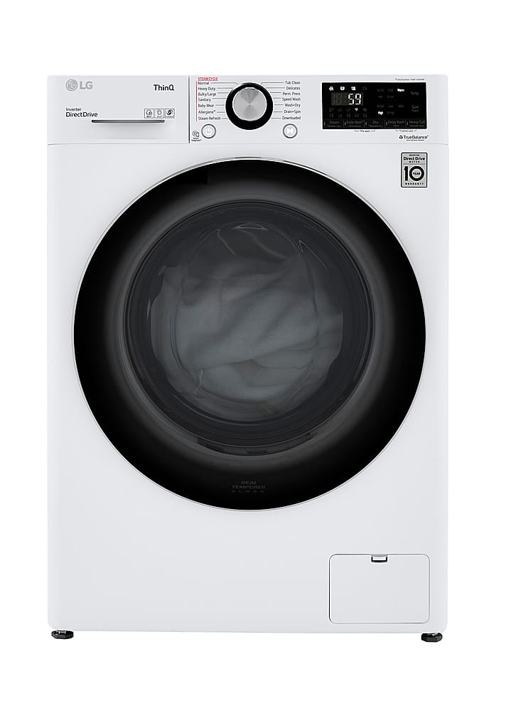 LG - 2.4 Cu. Ft. HE Compact Ventless Smart Front Load Washer and Electric Dryer Combo with Steam and Sensor Dry - White