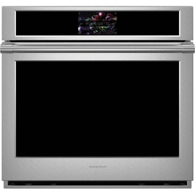 Front. Monogram - 30" Built-In Single Electric Convection Wall Oven - Stainless Steel.