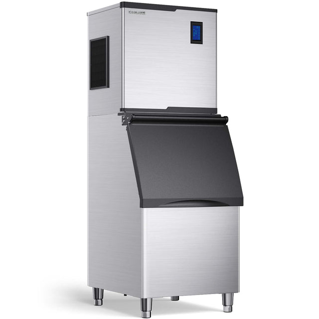 Front. Coolake - Coolake 22" Commercial Ice Maker Machine 550lbs/24H with 360lbs Storage Air Cooled Stainless Steel Industrial Ice Machin - Sliver.