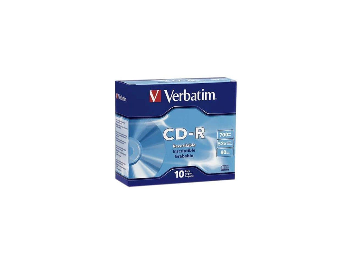 Verbatim - 700MB 52X Branded 10 Packs Slim Case Disc Model 94935 - Retail - true