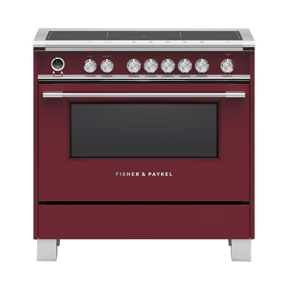 Fisher & Paykel - 36 in. Wide 5 Elements Classic Series 4.9 Cu. Ft. Freestanding Electric Induction Convection Range with Self-Cleaning - Red