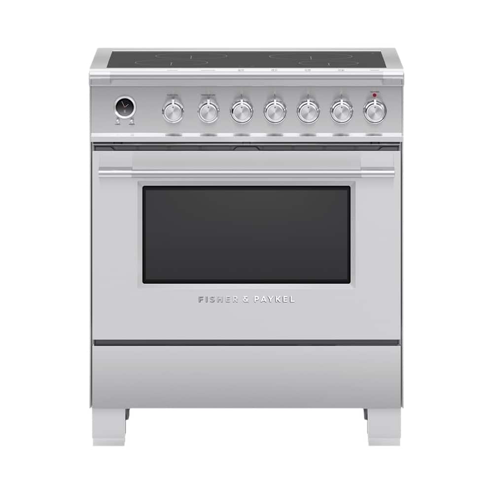 Fisher & Paykel - 30 in. Wide 4 Elements Classic Series 3.5 Cu. Ft. Freestanding Electric Induction True Convection Range - Stainless Steel