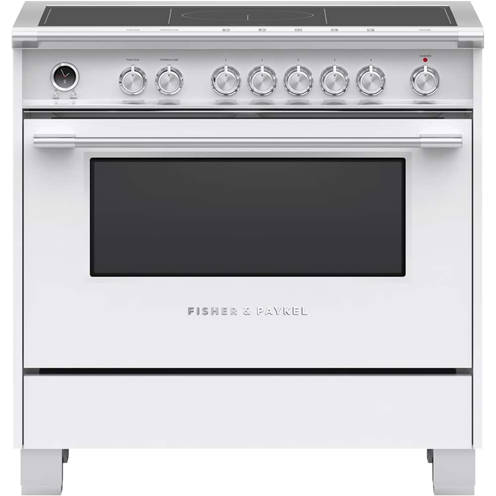 Fisher & Paykel - 36 in. Wide 5 Elements Classic Series 4.9 Cu. Ft. Freestanding Electric Induction Convection Range with Self-Cleaning - White