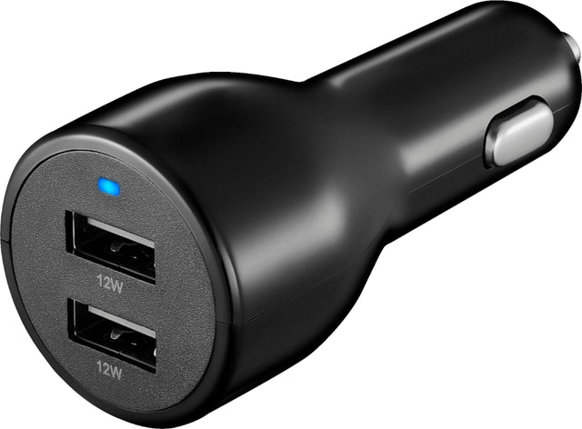 Front. Insignia™ - 24W Dual USB Port Vehicle Charger - Black.