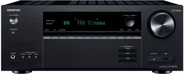 Front. Onkyo - TX-NR6100 7.2 Channel THX Certified Network A/V Receiver - Black.