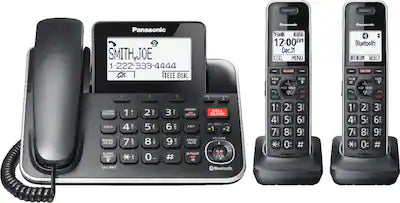 Panasonic - KX-TGF882B Link2Cell DECT 6.0 Expandable Corded/Cordless Phone with Digital Answering System and Smart Call Blocker