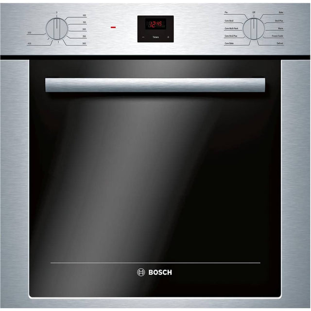Front. Bosch - 500 Series 24" Built-In Single Electric Convection Wall Oven - Stainless steel.