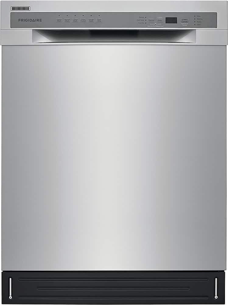 Frigidaire - 24" Compact Front Control Built-In Stainless Steel Tub Dishwasher with Sanitize Cycle, 52 dBA - Stainless Steel