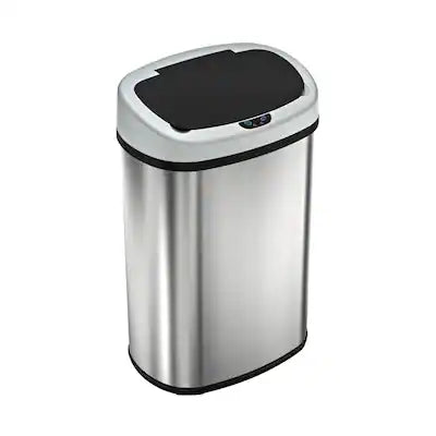iTouchless - 13 Gallon Touchless Sensor Trash Can with AbsorbX Odor Control System, Stainless Steel Oval Shape Kitchen Bin