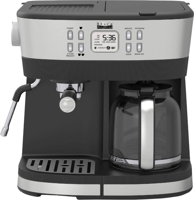 Front. Bella Pro Series - Combo 19-Bar Espresso and 10-Cup Drip Coffee Maker - Stainless Steel.