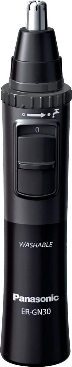 Angle. Panasonic - Men’s Ear and Nose Hair Trimmer, Wet Dry Hypoallergenic Dual Edge Blade - ER-GN30-H - Black.