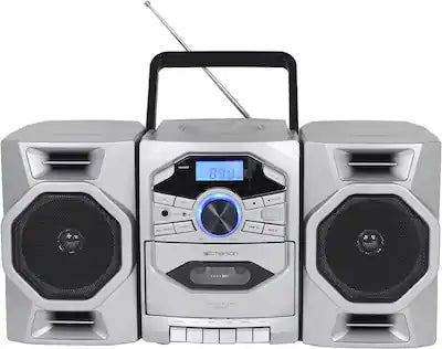 Emerson - Portable CD Player Boombox with Cassette Player, AM/FM Radio, MP3 AUX Input, Detachable Speakers (EPB-4000-SL)