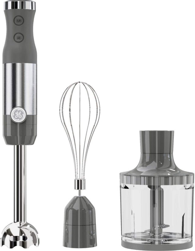 Front. GE - Immersion 2-Speed Handheld Blender (4 Piece Set) - Stainless Steel.