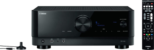 Front. Yamaha - RX-V4A 5.2-channel AV Receiver with 8K HDMI and MusicCast - Black.