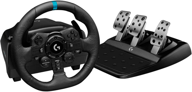 Front. Logitech - G923 Racing Wheel and Pedals for PS5, PS4 and Windows - Black.