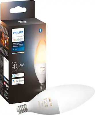 Philips - Hue E12 Bluetooth 40W Smart Candelabra LED Bulb