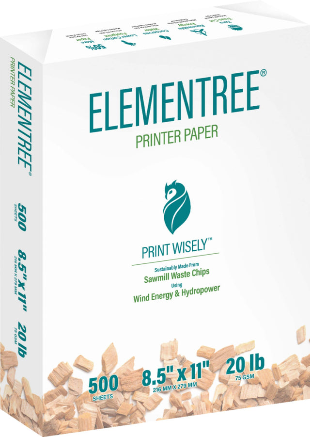 Front. Elementree - Sustainable Printer Paper For Everyday Printing and Copying, 8.5 x 11 20lb/ 75gsm 500 Sheets Per Ream (00918) - White.