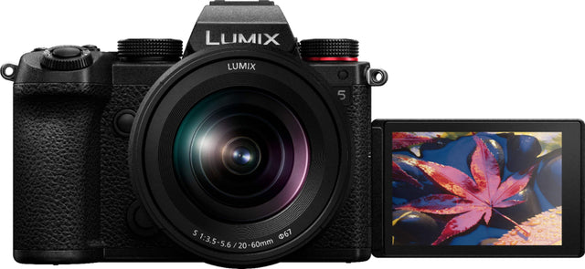Front. Panasonic - LUMIX S5 Mirrorless Camera Body with 20-60mm F3.5-5.6 Lens - DC-S5KK - Black.