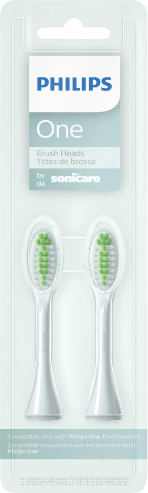 Angle. Philips Sonicare - Philips One by Sonicare 2pk Brush Heads - Mint Light Green.