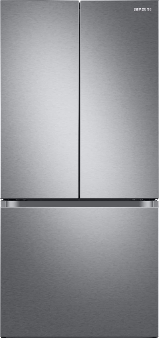 Front. Samsung - 17.5 cu. ft. 3-Door French Door Counter Depth Smart Refrigerator with Twin Cooling Plus - Stainless Steel.