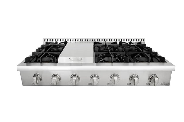 Front. Thor Kitchen - 48" Built-In Liquid Propane Rangetop - Stainless Steel.