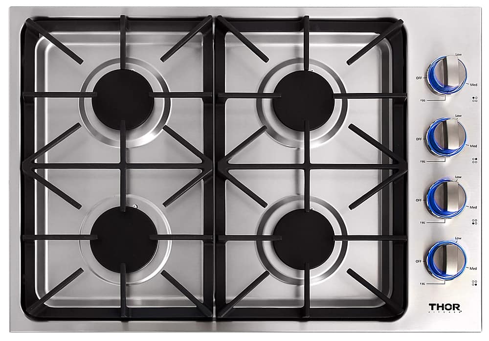 Thor Kitchen - 30 in. Wide 4 Burner Built-In Gas Cooktop - Stainless Steel