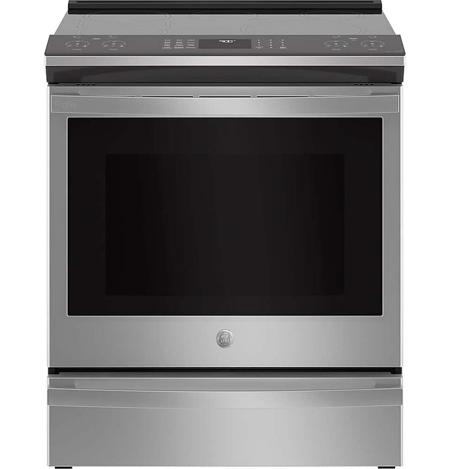 Front. GE Profile - 5.3 Cu. Ft. Slide-In Electric Induction True Convection Range with No Preheat Air Fry and WiFi - Stainless Steel.