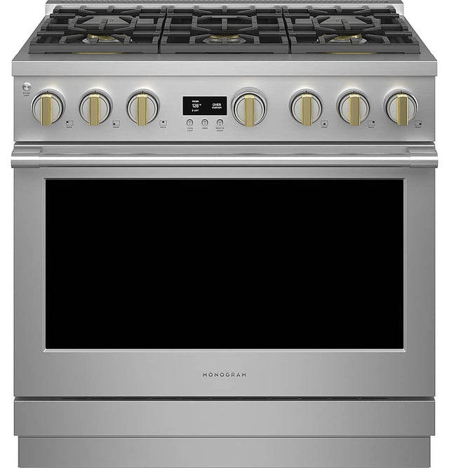 Front. Monogram - 5.7 Cu. Ft. Freestanding Dual Fuel Convection Range with Self-Clean, Built-In Wi-Fi, and 6 Burners - Stainless Steel.