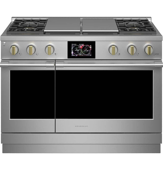 Front. Monogram - 8.25 Cu. Ft. Freestanding Double Oven Dual Fuel Convection Range with Self-Clean, Built-In Wi-Fi, and 4 Burners - Stainless Steel.