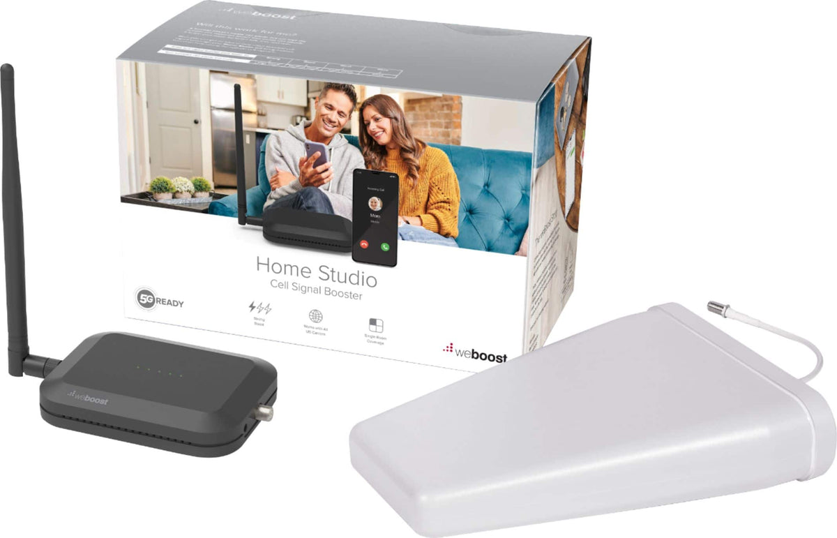weBoost - Home Studio Cell Phone Signal Booster Kit for Single Room Coverage, Boosts 4G LTE & 5G for all U.S. Networks - Black