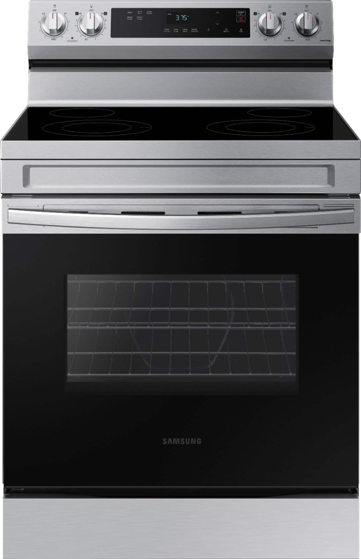 Samsung - 30 in. Wide 4 Elements 6.3 cu. ft. Freestanding Electric Range with WiFi and Steam Clean - Stainless Steel