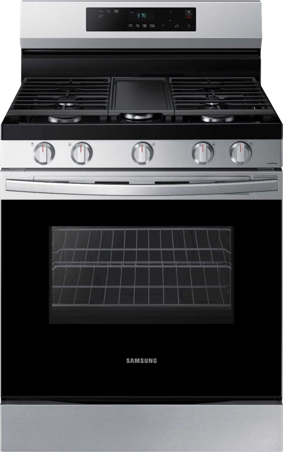 Samsung - 30 in. Wide 5 Burner 6.0 cu. ft. Freestanding Gas Range with WiFi and Integrated Griddle - Stainless Steel