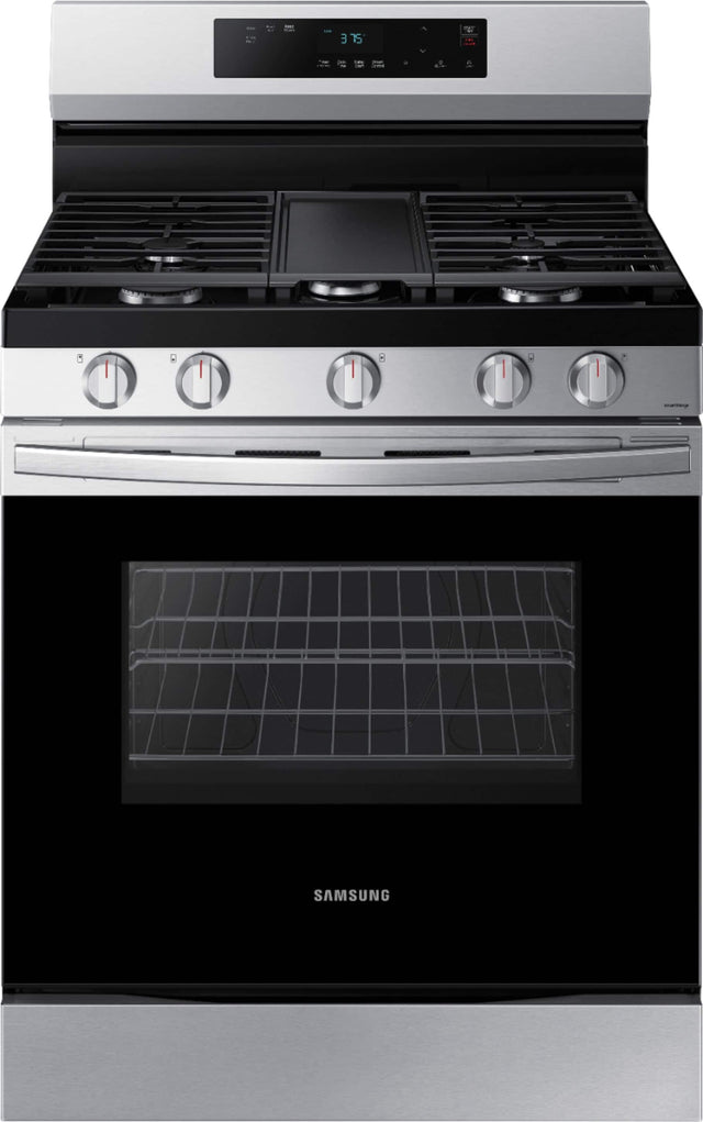 Front. Samsung - 6.0 cu. ft. Freestanding Gas Range with WiFi and Integrated Griddle - Stainless Steel.