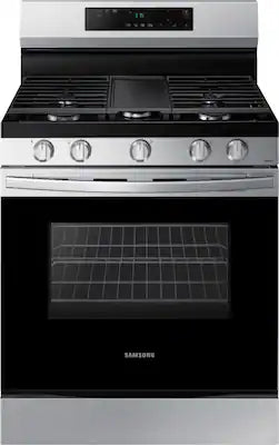 Samsung - 30 in. Wide 5 Burner 6.0 cu. ft. Freestanding Gas Range with WiFi and Integrated Griddle