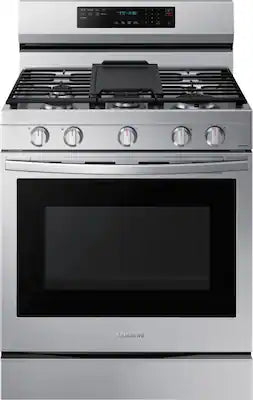 Samsung - 30 in. Wide 5 Burner 6.0 Cu. Ft. Freestanding Gas Convection+ Range with WiFi and No-Preheat Air Fry